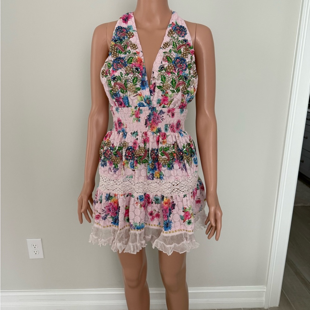 Diamond for Eden Elegant Pink Floral Mini Dress
